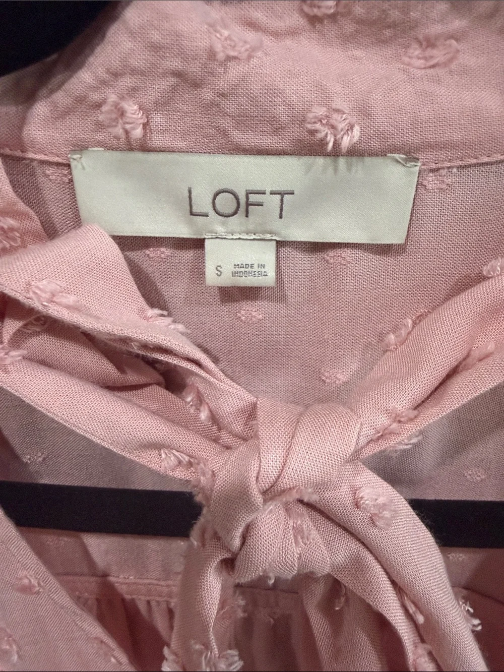 LOFT Feminine Balletcore Swiss Dot Button Front Top Size S